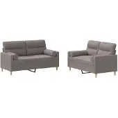 vidaXL Ensemble de canapés 2 pièces avec coussins Tissu Taupe