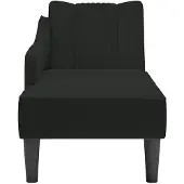 vidaXL Chaise longue avec accoudoir à droite noir velours