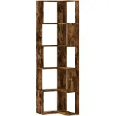 vidaXL Bibliothèque d'angle à 5 niveaux chêne fumé bois d'ingénierie