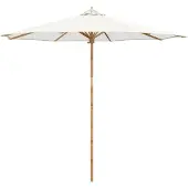 vidaXL Parasol de jardin, diamètre 270 x 260 cm, bambou, forme ronde, couleur crème