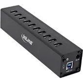InLine 35395C Hub USB 3.0, 10 ports, boîtier aluminium, noir, avec bloc d'alimentation 4A