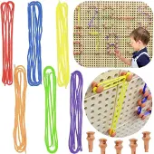 Masterkidz Set de pinces à linge et de ficelles - Pour le tableau STEM, science et créativité