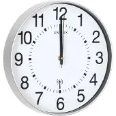 Unilux 400094562 Horloge murale WAVE - Ø 30 cm, horloge murale radio, gris métal