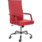 CLP Chaise de bureau réglable pivotante en similicuir Rouge