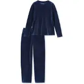 Schiesser Pyjama ' Casual Velour ' bleu foncé