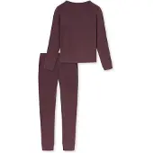 Schiesser Pyjama ' Selected Premium Warming ' brun foncé / bordeaux