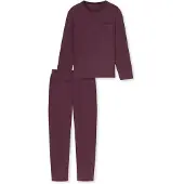 Schiesser Pyjama long ' Modern Nightwear ' brun foncé / bordeaux