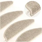 vidaXL Tapis d'escalier 15 pièces 56 x 17 x 3 cm Beige clair Demi-rond