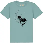 Watabout.kids T-Shirt ' Katze auf dem Mond ' turquoise