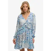 Superdry Femme Robe Courte à Volants Superposés Bleu Taille: 40
