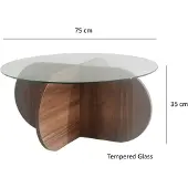 Skye Decor , Bubble - Walnut, Tables basses, noyer, verre, 75 x 35 x 75 cm