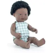 Miniland Poupée bébé africaine , 38 cm, bleue Bleu, taille unique