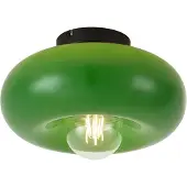 QAZQA Plafonnier rétro noir avec verre vert 30 cm - Glaze