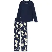 Schiesser Pyjama ' Comfort Nightwear ' crème / bleu foncé