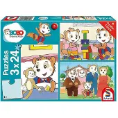 Schmidt Spiele Bobo Loir Amis et Famille, puzzle pour enfants, puzzles pour enfants, 3 x 24 pièces, 56414