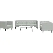 vidaXL Ensemble de 3 canapés Chesterfield avec traversins gris clair velours