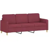 vidaXL Ensemble de canapés 3 pièces avec coussins vin rouge Tissu