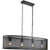 Searchlight Fishnet suspension ovale à 4 flammes noir mat