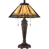 QUOIZEL Lampe de table, verre Tiffany, acier, H 59,7 cm