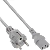 InLine - Câble d'alimentation - power CEE 7/7 (P) droit pour power IEC 60320 C13 - 1.8 m - moulé - gris