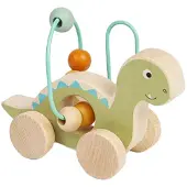 Bigjigs Wooden Pushing Figure Diplodocus with Beaded Frame (Figure de poussée en bois Diplodocus avec cadre en perles)