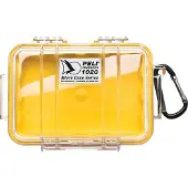 Peli Étui micro 1020, type mallette/classique, disponible en noir, bleu, rouge, transparent et jaune, en polycarbonate, dimensions : 12,1 cm, 5,4 cm, 17,3 cm