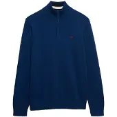 Superdry Prep Essential Cotton Half Zip Sweater Bleu M Homme