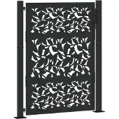 vidaXL Portail de jardin noir 105 x 130 cm en acier avec motif feuille