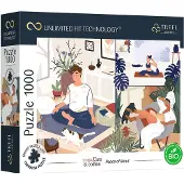 Trefl Puzzle UFT Yoga, Cats & Coffee : Tranquillité d'esprit 1000 pièces