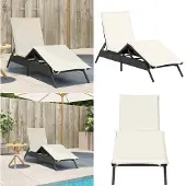 vidaXL Chaise longue avec support Noir Poly-Rattan