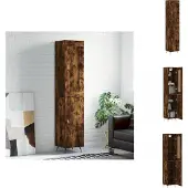 vidaXL Highboard chêne fumé 34,5x34x180 cm bois composite