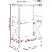 vidaXL Bibliothèque à 3 niveaux chêne fumé 59x35x90,5 cm