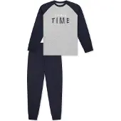 Schiesser Pyjama 'Nightwear' bleu foncé / gris chiné