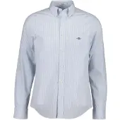 Gant pour homme. 3262030 Chemise en popeline Regular Fit rayures bleu clair (L), Casuel, Coton, Classique, Manche longue