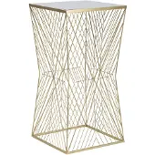 Mauro Ferretti Table De Téléphone Lines 4 Glam En Métal Doré Avec Plateau En Verre Miroir - Design Géométrique - Style Glamour 1427780000