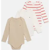 Tommy Hilfiger Barboteuse / body 'ESS' beige chiné / rouge / blanc