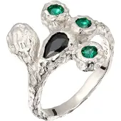 Elli Bague émeraude / noir / argent