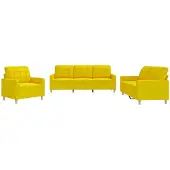 vidaXL Ensemble de canapés 3 pièces avec coussins Tissu jaune clair