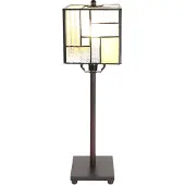 Clayre & Eef Lampe de table Tiffany 13x13x28 cm Blanc Beige Verre