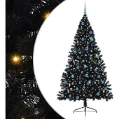 vidaXL Sapin de Noël artificiel pré-éclairé noir 240 cm PVC