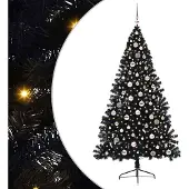 vidaXL Sapin de Noël artificiel pré-éclairé noir 240 cm PVC