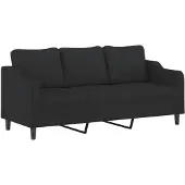 vidaXL Canapé à 3 places Noir 180 cm Tissu