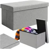 Ruhhy Pouf en tissu gris 76x38x38cm 26131