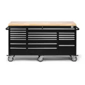 HBM Chariot à outils mobile avec plan de travail en bois - 146 cm - noir