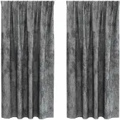 vidaXL Rideaux en velours avec tringles 2 pièces Gris 175 x 140 cm Velours