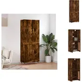 vidaXL Highboard chêne fumé 69,5x34x180 cm bois composite
