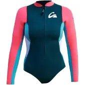 Kynay Shorty à Manches Longues Avec Fermeture éclair Au Dos Pour Femme Ultra Stretchy Surfing 2 Mm