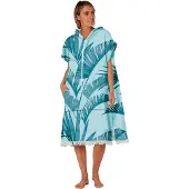 Ocean & Earth Serviette Palm Zip Front Hooded Poncho