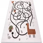 Rugsx Tapis FUN Game pour enfants, jeu, de lama crème 80x150 cm