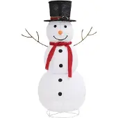 vidaXL Bonhomme de neige LED Personnage de Noël Tissu de luxe 120 cm